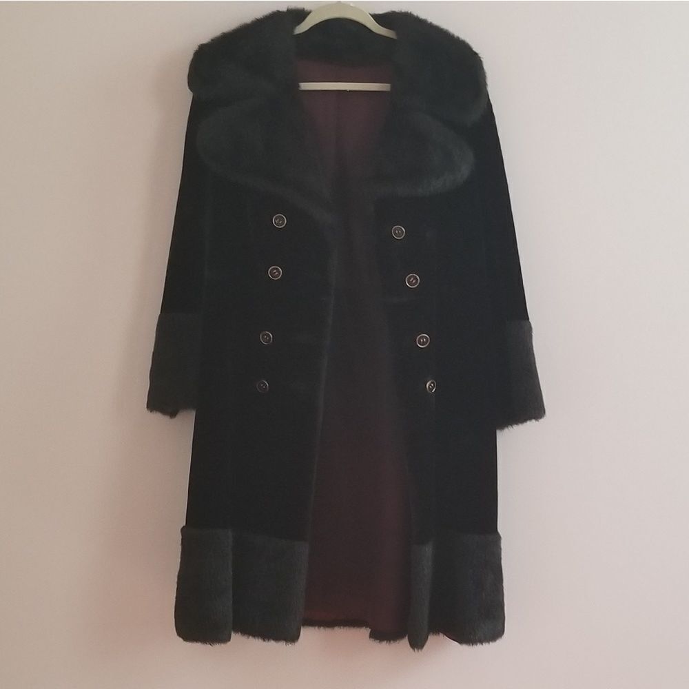 Vintage black Faux Fur Coat
